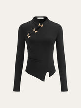 Asymmetric Metal Butterfly Detail Top